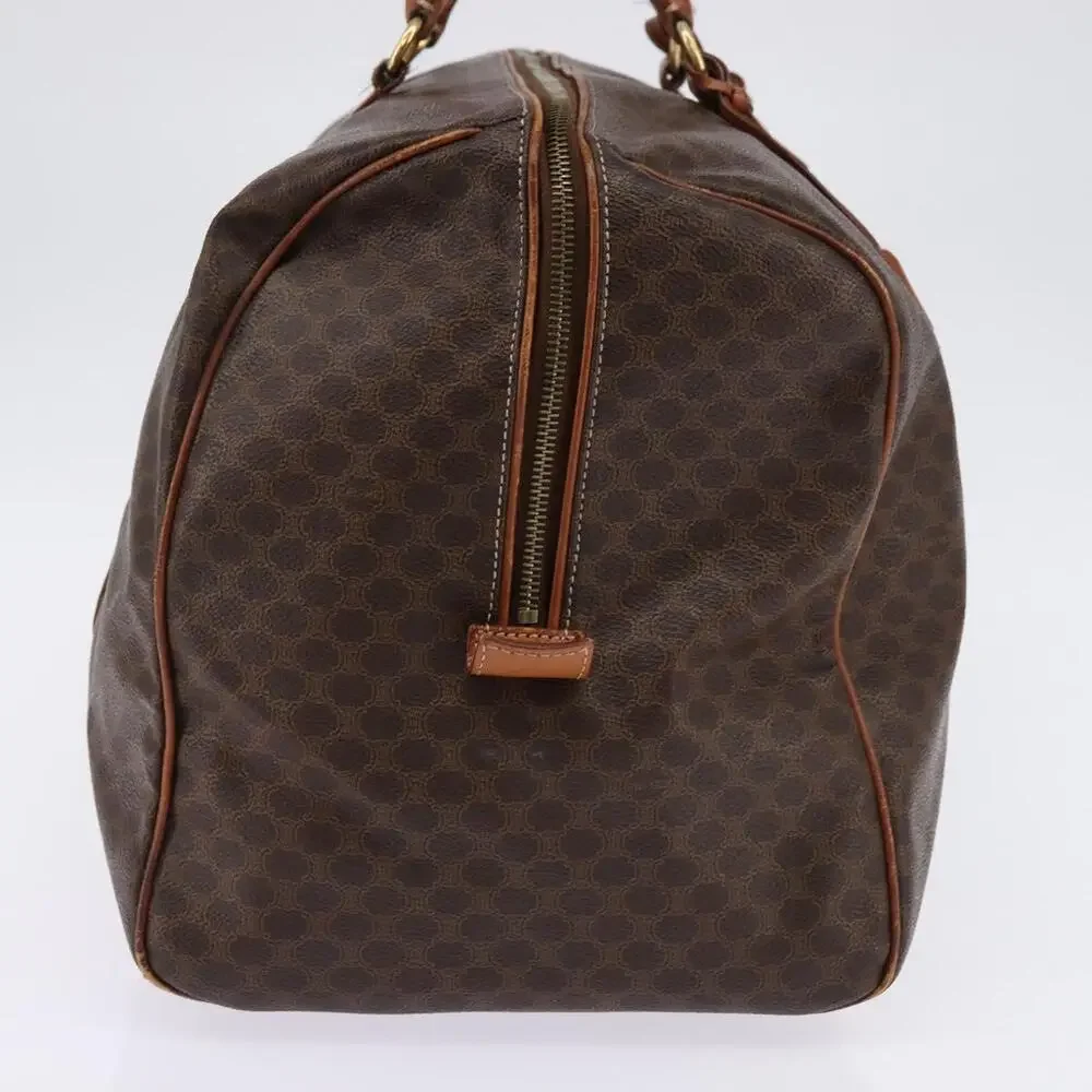 CELINE Macadam Canvas Boston Bag Pvc Leather Brown Gold